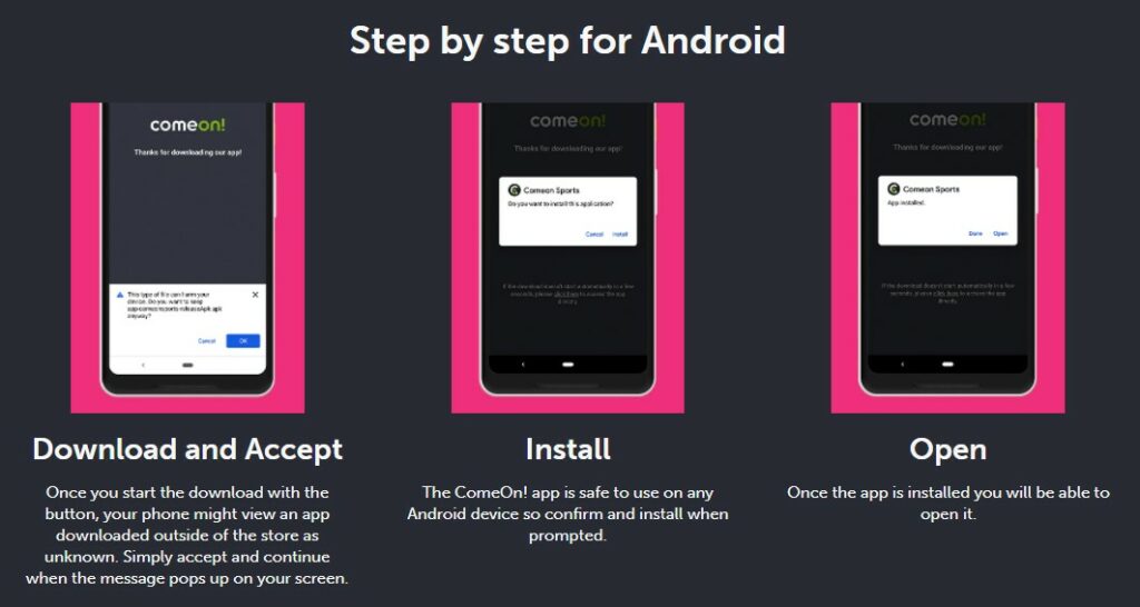 COmeOn mobile app