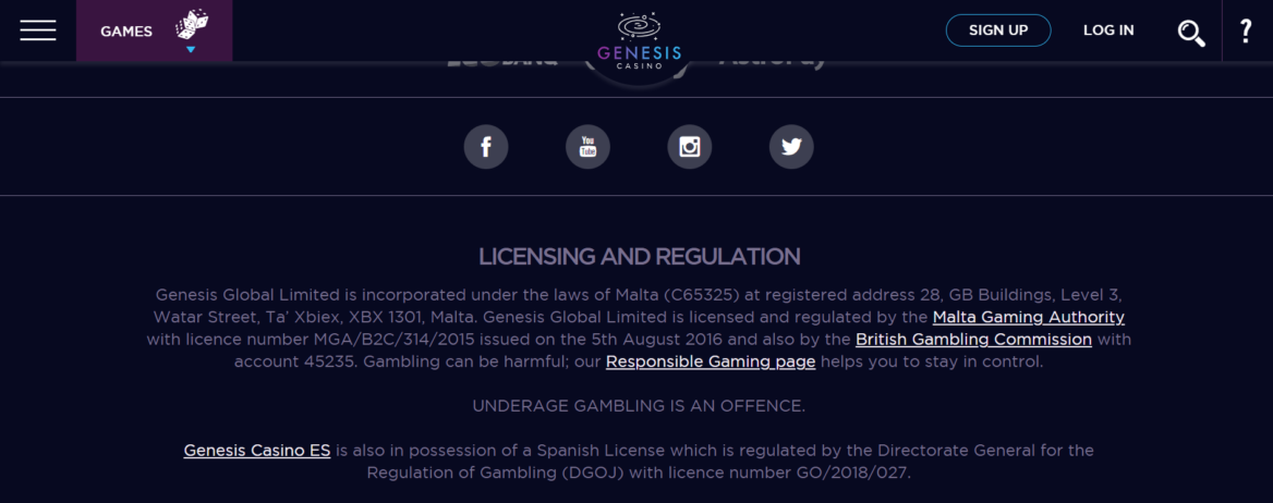 Casino Licence Genesis Casino