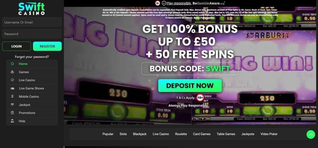Swift Casino Screenshot