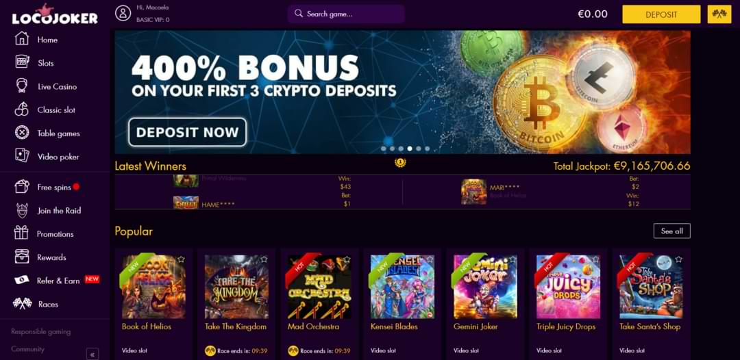 Locojoker Casino Home Page